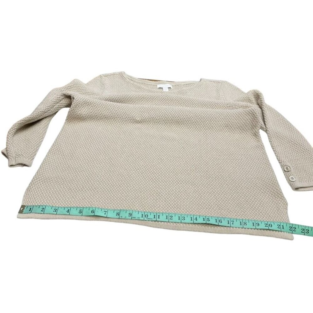 Charter Club Women's Knit Sweater Beige 3/4 Sleeve Size L 60% Cotton 40% Acrylic - Picture 8 of 11